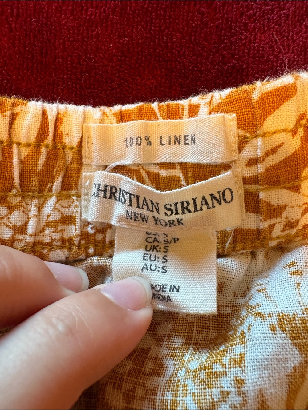 Christian Siriano NY 100% Linen Skirt - Yellow/White - Size Small - Pockets - Picture 2 of 3